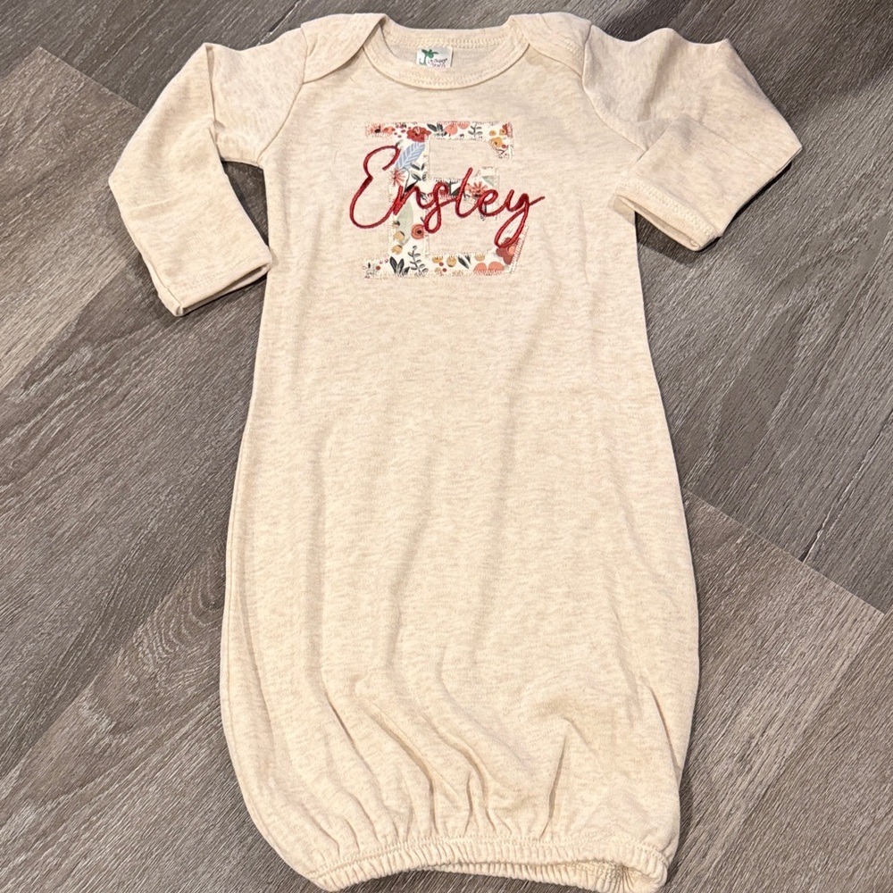 Ensley Baby Gown with Floral Detail